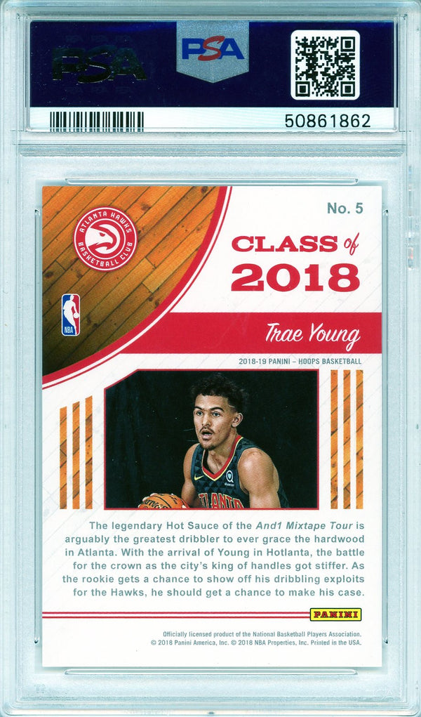 Trae Young 2018 Panini Hoops Class of 2018 Rookie Card #5 (PSA Gem Mint 10)