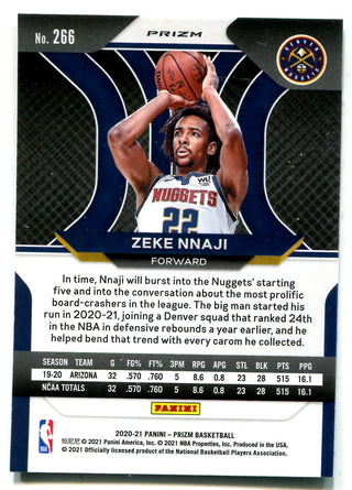 Zeke Nnaji 2020-21 Panini Green Cracked Ice Prizm #266 Rookie Card