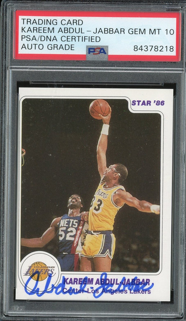 Kareem Abdul-Jabbar Autographed 1986 Star Card (PSA)