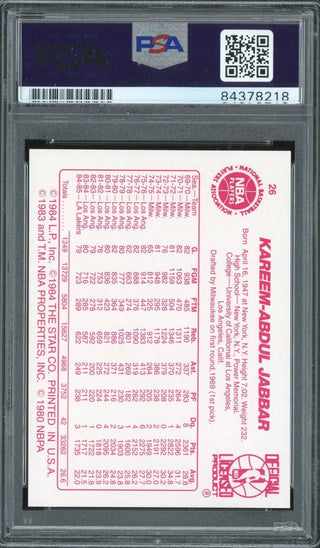 Kareem Abdul-Jabbar Autographed 1986 Star Card (PSA)