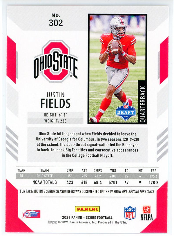 Justin Fields 2021 Panini Score Rookie Card #302