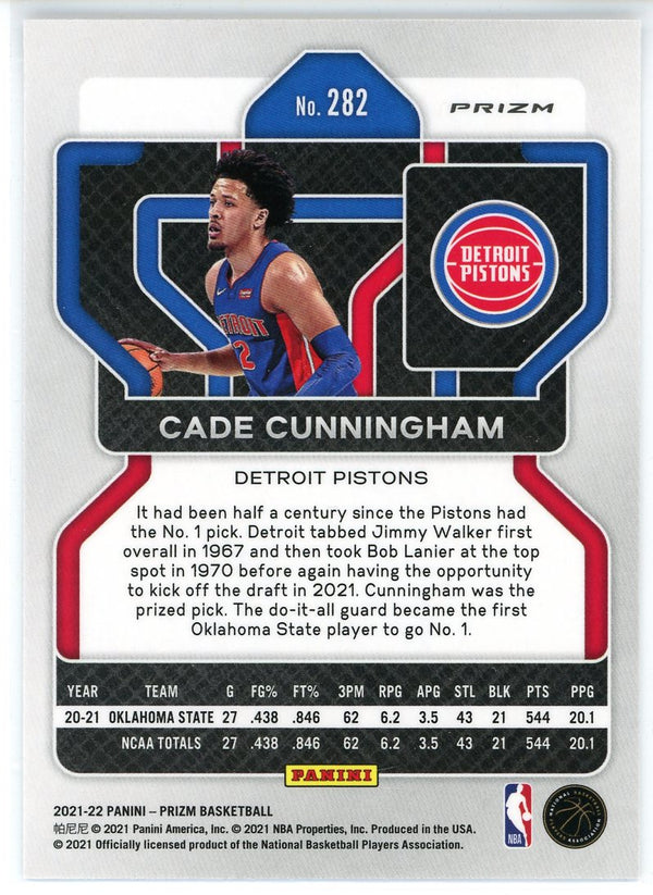 Cade Cunningham 2021-22 Panini Prizm Silver Cracked Ice Rookie Card #282