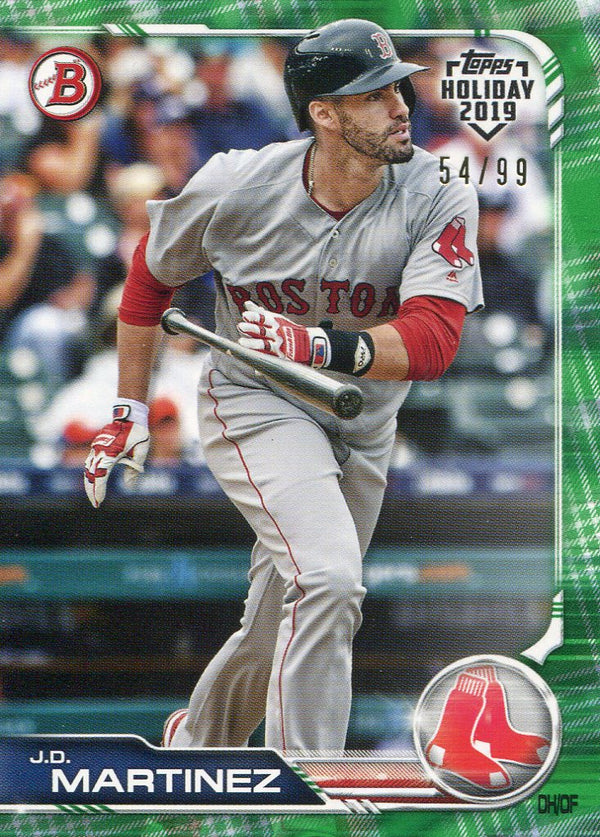 J.D. Martinez 2019 Topps Holiday Green Bowman Card 54/99