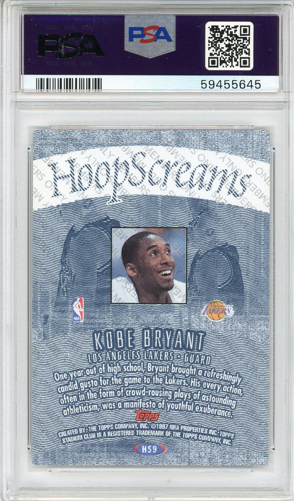 Kobe Bryant 1997 Topps Stadium Club Hoop Screams Members Only Card #HS9 (PSA NM-MT 8)