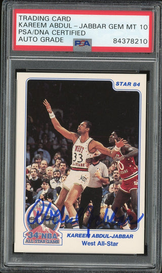 Kareem Abdul-Jabbar Autographed 1984 Star Card (PSA)