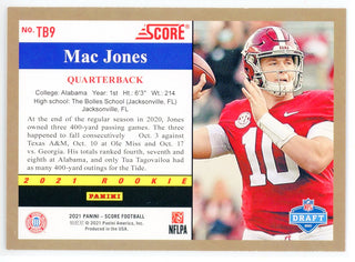 Mac Jones 2021 Panini Score Rookie Card #TB9