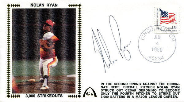 Nolan Ryan Autographed July 4th 1980 First Day Cover (JSA)