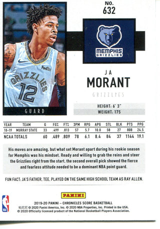 Ja Morant 2020 Panini Score Rookie Card