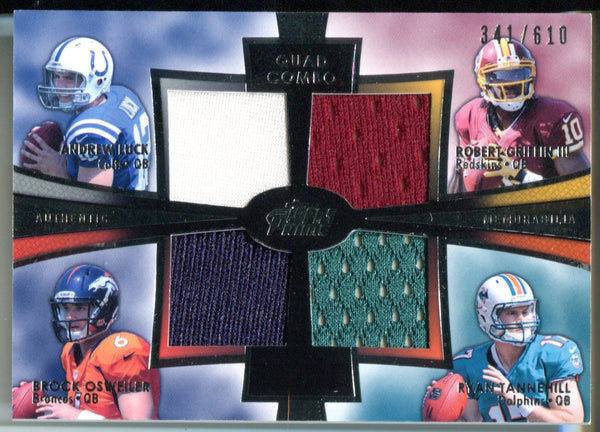 Andrew Luck, Robert Griffin III, Brock Osweiler & Ryan Tannehill 2012 Topps Prime Jersey Card