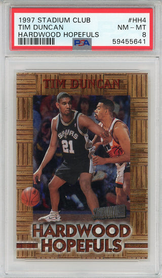 Tim Duncan 1997 Topps Stadium Club Hardwood Hopefuls Card #HH4 (PSA NM-MT 8)