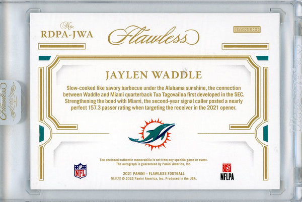 Jaylen Waddle Autographed 2021 Panini Flawless Rookie Patch Card #RDPA-JWA