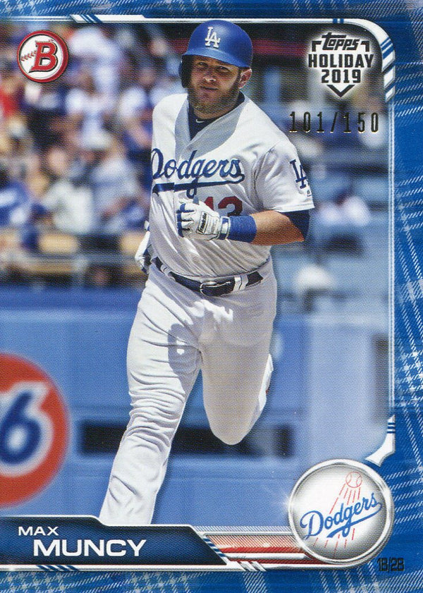 Max Muncy 2019 Topps Holiday Blue Plaid Bowman Card 101/150