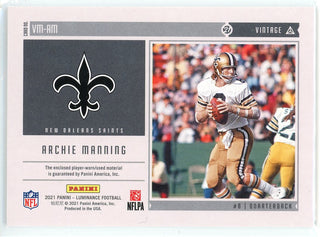 Archie Manning 2021 Panini Luminance Vintage Materials Patch Card #VM-AM