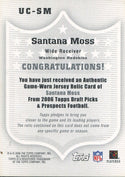 Santana Moss 2006 Topps Jersey Card