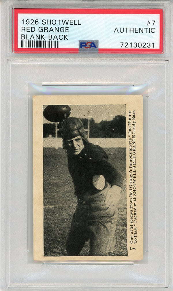 Red Grange 1926 Shotwell Blank Back Card #7 (PSA)