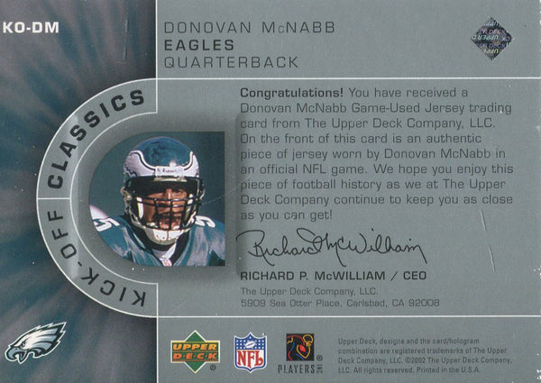 Donovan McNabb 2002 Upper Deck Jersey Card