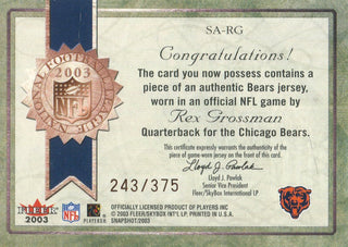 Rex Grossman 2003 Fleer Jersey Card #243/375