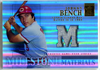 Johnny Bench 2002 Topps Milestone Materials Game-Used Jersey Card