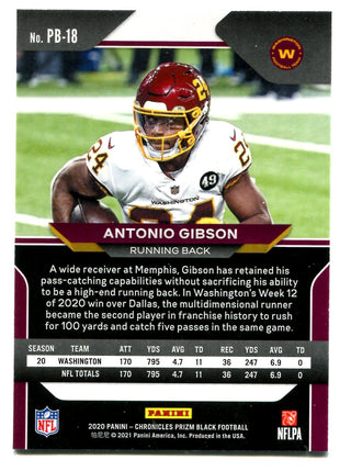 Antonio Gibson 2020 Panini Black Prizm #PB18 Card