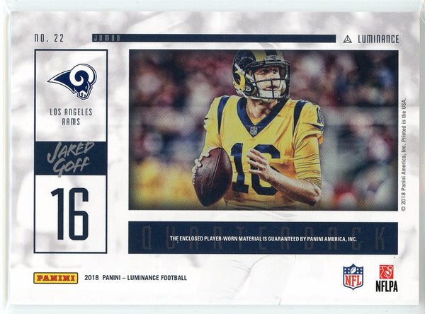 Jared Goff 2018 Panini Luminance Jumbo Patch Card #22