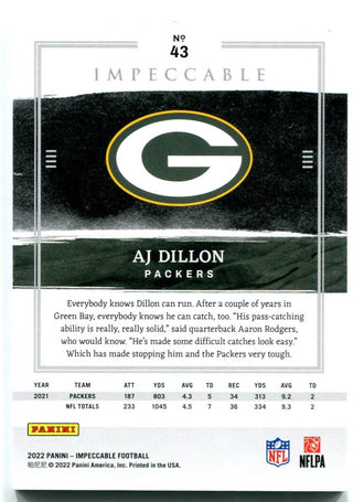 AJ Dillon Panini Impeccable 2022 12/25