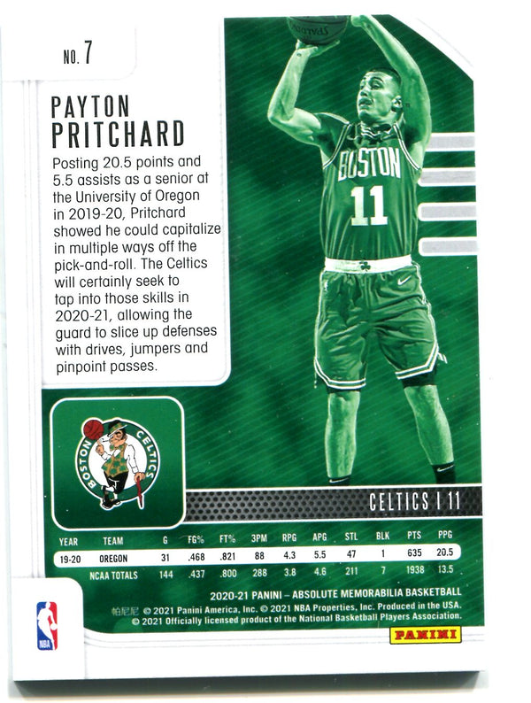 Payton Pritchard 2020-21 Panini Absolute Memorabilia Blue #7 /99 Card