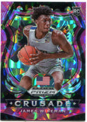 James Wiseman 2020 Panini Prizm Draft Pick Cracked Pink Ice Crusade Rookie Card #82