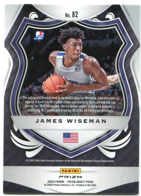 James Wiseman 2020 Panini Prizm Draft Pick Cracked Pink Ice Crusade Rookie Card #82