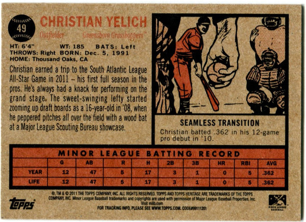 Christian Yelich Topps Heritage 2011