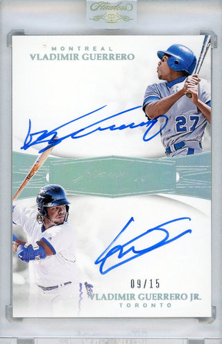 Vladimir Guerrero & Vladimir Guerrero Jr. Autographed 2019 Panini Flawless Dual Signatures Card #FDS-VG