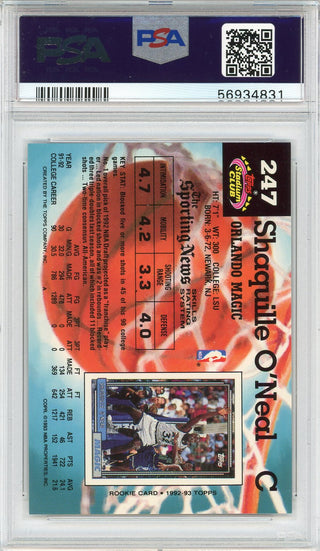 Shaquille O'Neal 1992 Stadium Club Rookie Card #247 (PSA)