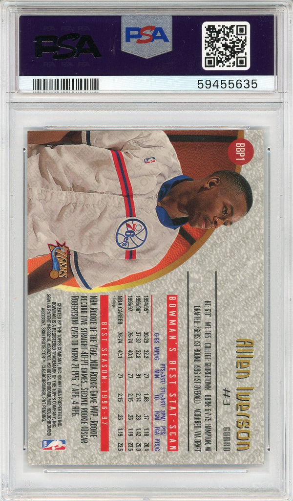 Allen Iverson 1997 Bowman's Best Preview Card #BBP1 (PSA NM-MT 8)