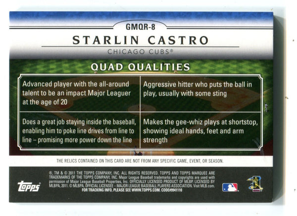 Starlin Castro 2011 Topps Gametime Mementos Patch Card #GMQR8 135/199