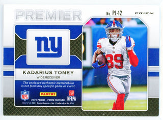 KaDarius Toney 2021 Panini Prizm Premier Rookie Patch Silver Prizm Card #PJ-12