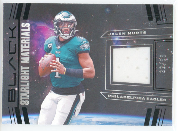 Jalen Hurts 2022 Panini Black Starlight Materials Patch Card #SLM-JHU