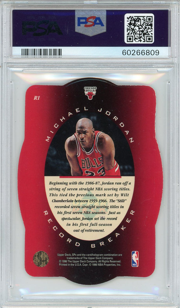 Michael Jordan 1996 Upper Deck SPx Record Breaker Card #R1 (PSA NM 7)