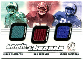 Chris Chambers Rod Gardner Koren Robinson Fleer Legacy Triple Threads Jersey Card 2001