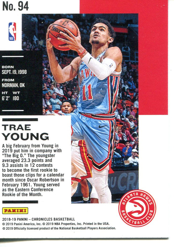 Trae Young 2019 Chronicles Rookie Card