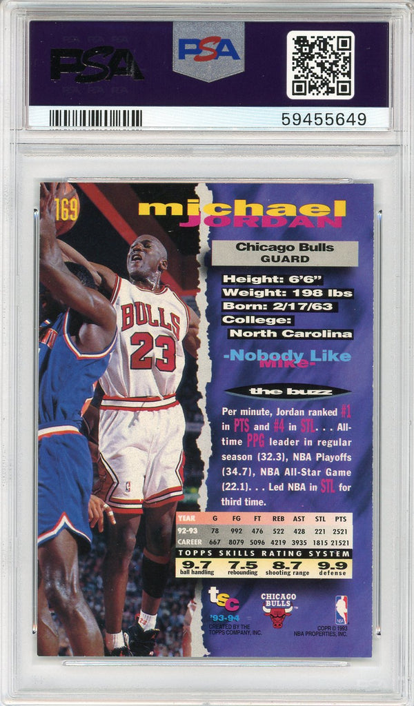 Michael Jordan 1993 Topps Stadium Club Members Only Card #169 (PSA NM 7)