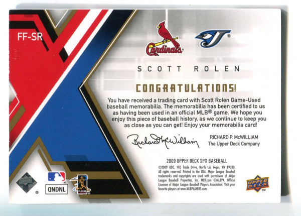 Scott Rolen 2009 Upper Deck SPx Flashback Fabrics #FFSR Patch Card