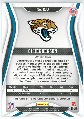 CJ Henderson 2020 Panini Certified Rookie Card #150