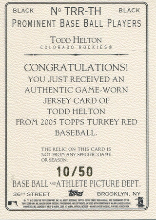 Todd Helton 2005 Topps Jersey Card #10/50