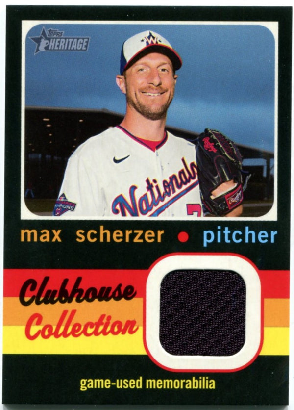 Max Scherzer Topps Heritage Clubhouse Collection Jersey Card 2020