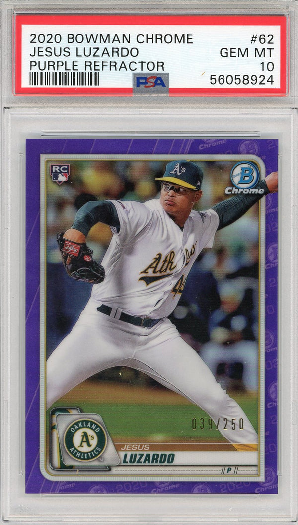 Jesus Luzardo 2020 Bowman Chrome Purple Refractor Rookie Card #62 (PSA)