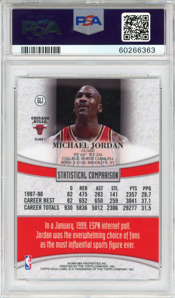 Michael Jordan 1998 Topps Gold Label Card #GL1 (PSA NM 7)