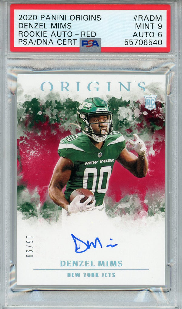 Denzel Mims Autographed 2020 Panini Origins Red Rookie Card (PSA)