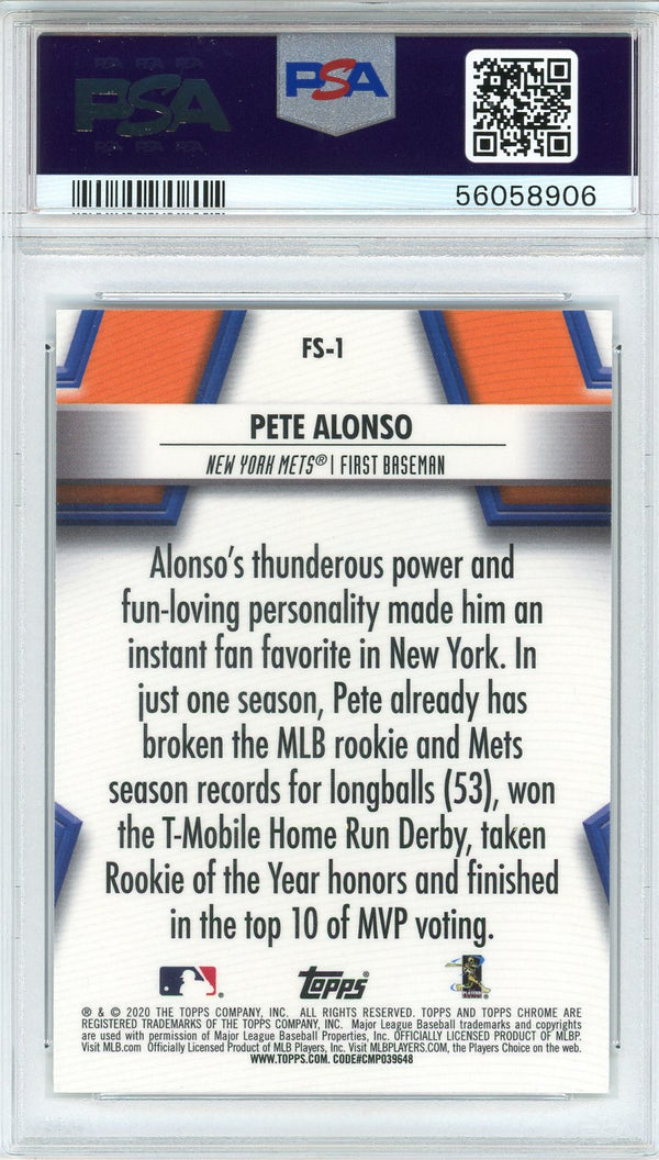 Pete Alonso 2020 Topps Chrome Future Stars Card #FS1 (PSA)