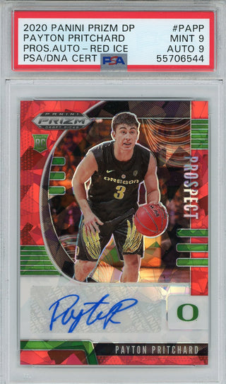 Payton Pritchard Autographed 2020 Panini Prizm Draft Pick Red Cracked Ice Rookie Card (PSA)