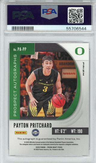 Payton Pritchard Autographed 2020 Panini Prizm Draft Pick Red Cracked Ice Rookie Card (PSA)