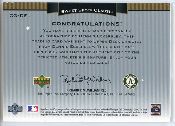 Dennis Eckersley Autographed 2003 Upper Deck Sweet Spot Classics Card #CG-DEc